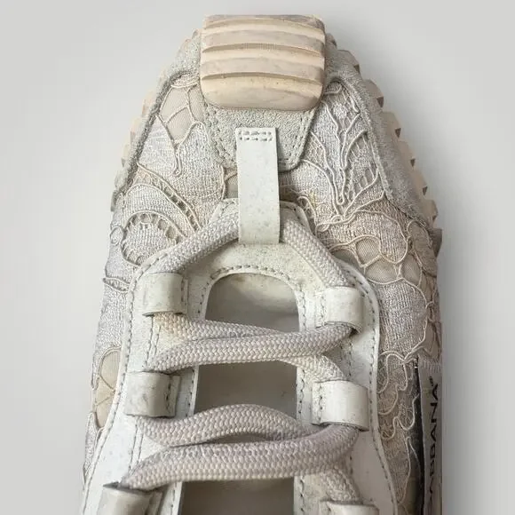 Dolce & Gabbana Lace Sneakers Beige Floral Made in Italy Women’s Size 40 - Picture 10 of 16